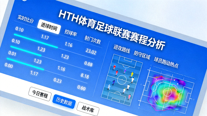hth体育足球联赛赛程分析界面，展示实时数据与战术预测图表